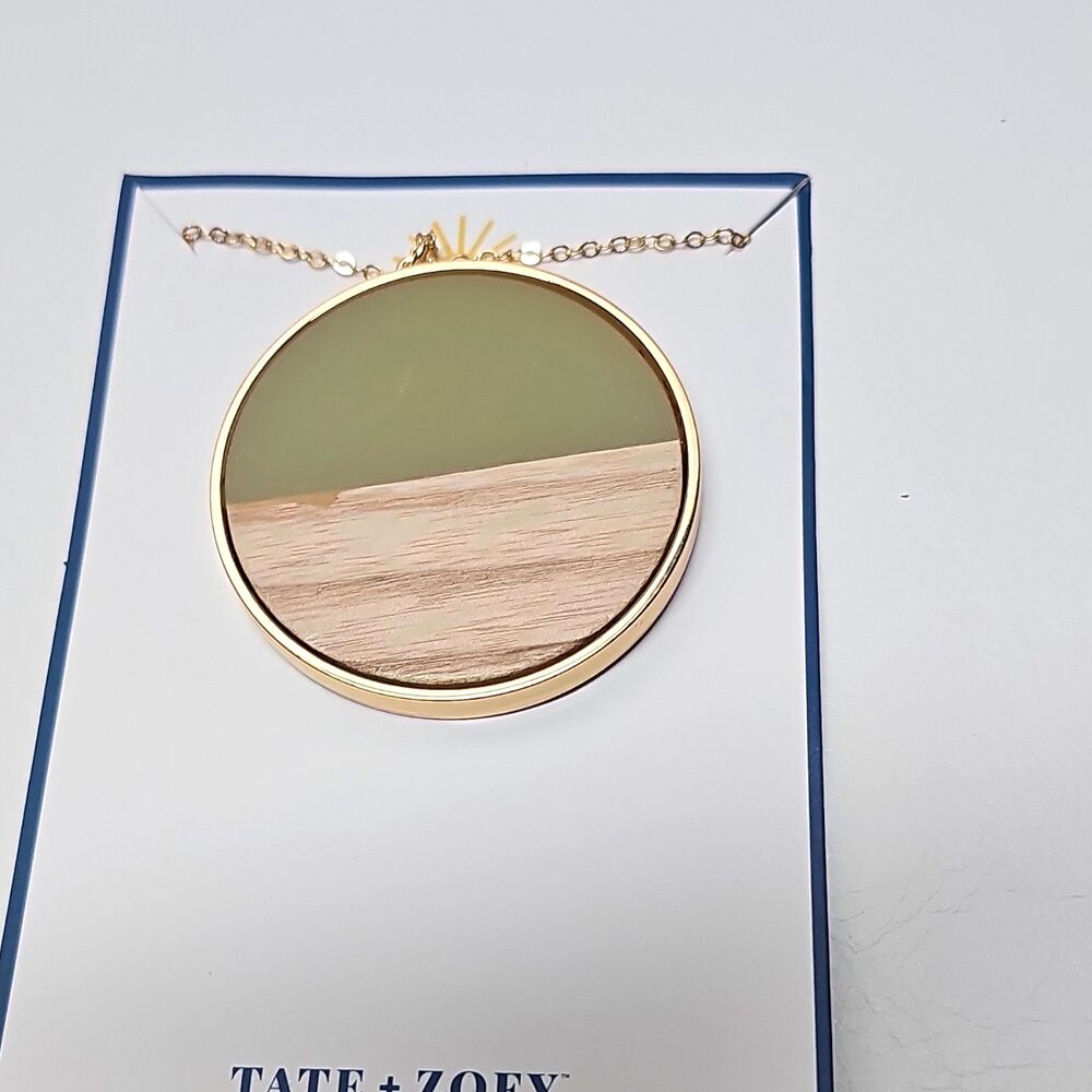Tate + Zoey 18K Gold Plated Round Charm Pendant Cable Chain Necklace